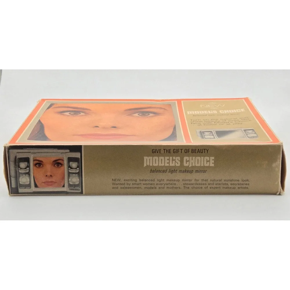 Vintage Models Choice Lighted Makeup Vanity Mirror Travel Case Working Box 1970